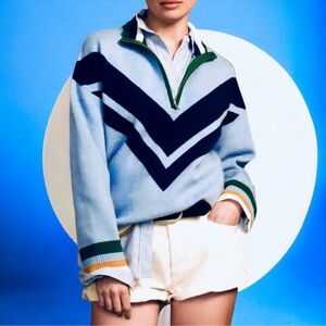 Maeve Blue Chevron Sweater